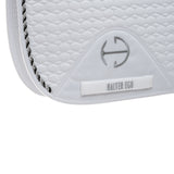 Halter Ego European Cotton Dressage Saddle Pad - White & Black Twist Trim Cob