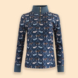 Rönner Emberly Q-Zip Medium Weight | Long Sleeve |  Victory Print | Navy