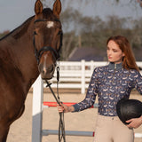 Rönner Emberly Q-Zip Medium Weight | Long Sleeve |  Victory Print | Navy