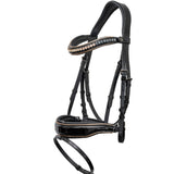 Halter Ego The Gotham Black Patent Snaffle Bridle – Patent Leather | Croc Print | Ombre Austrian Crystal Browband