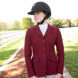 Grand Prix Ladies EQJ 3 Button Show Coat, NY Tech Fabric, Burgundy