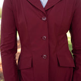 Grand Prix Ladies EQJ 3 Button Show Coat, NY Tech Fabric, Burgundy