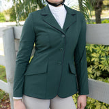 Grand Prix Ladies EQJ Classic 3 Button Show Jacket, New Green with Navy Piping