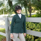 Grand Prix Ladies EQJ Classic 3 Button Show Jacket, New Green with Navy Piping