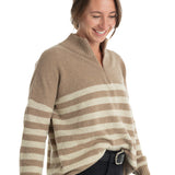 Hannah Childs Sassy Boyfriend Stripe 1/4 Zip Sweater