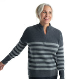 Hannah Childs Sassy Boyfriend Stripe 1/4 Zip Sweater