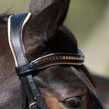 Halter Ego Alexandria - Black Patent Leather Snaffle Bridle with Cream Padding & Rose Gold Piping