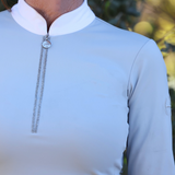 Halter Ego Heidi - Long Sleeve Show Shirt with Crystal Fabric Trim