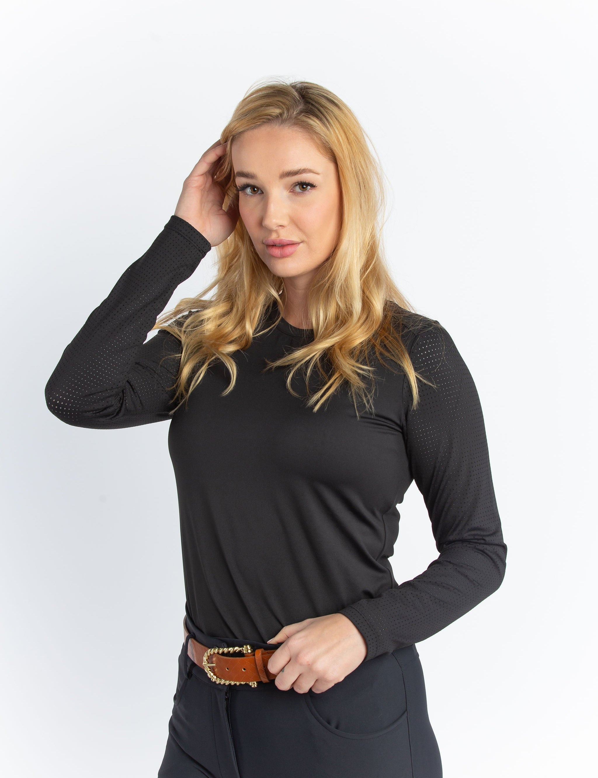 Hannah Childs Harper Perforated Long Sleeve Tech Tee