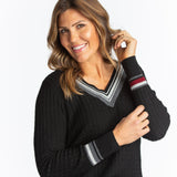 Hannah Childs Kayla V Neck Stripe Sweater