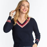 Hannah Childs Kayla V Neck Stripe Sweater