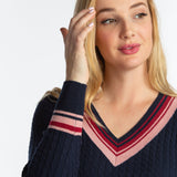 Hannah Childs Kayla V Neck Stripe Sweater