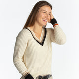 Hannah Childs Kayla V Neck Stripe Sweater