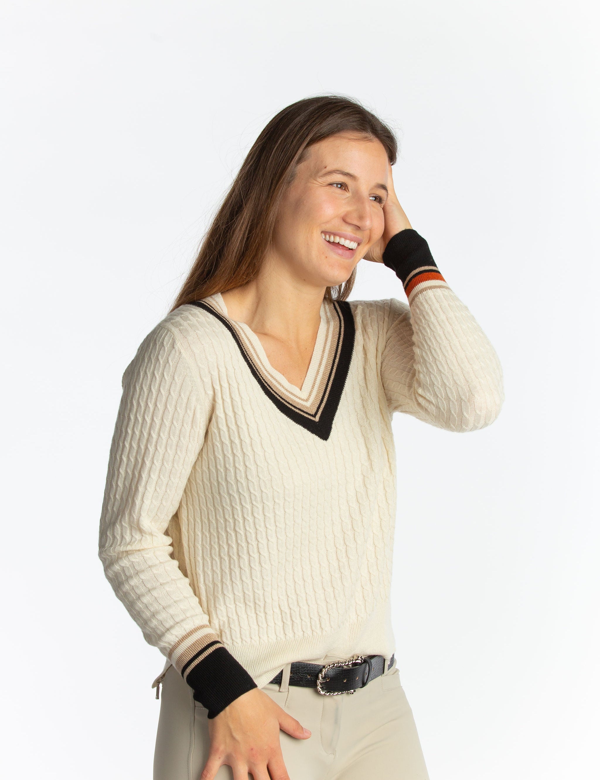 Hannah Childs Kayla V Neck Stripe Sweater