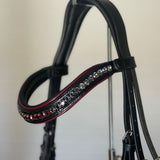 Halter Ego The Hayworth - Black Patent Snaffle with Burgundy Patent Piping & Removable Flash