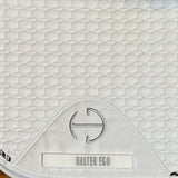 European Halter Ego Cotton Dressage Saddle Pad - White & Black Twist Trim