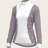 Espoir Equestrian Mosaic Daises in Lavender Short Pleated Long Sleeve Show Shirt