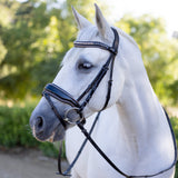 Halter Ego The Gotham Black Patent Snaffle Bridle – Patent Leather | Croc Print | Ombre Austrian Crystal Browband