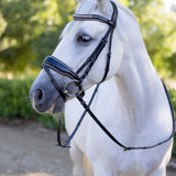 Halter Ego The Gotham Black Patent Snaffle Bridle – Patent Leather | Croc Print | Ombre Austrian Crystal Browband