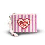 Tucker Tweed Giddy Up Heart Medium Beaded Pouch