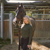 Solid Citizen Equestrian Mel Mock Neck | Feather Air | Long Sleeve Schooling Top | Olive