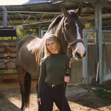 Solid Citizen Equestrian Mel Mock Neck | Feather Air | Long Sleeve Schooling Top | Olive