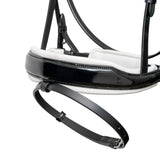 Halter Ego Mont Blanc Black Patent Leather Snaffle Bridle With White Padding & Removable Flash