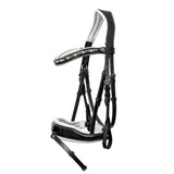 Halter Ego Mont Blanc Black Patent Leather Snaffle Bridle With White Padding & Removable Flash