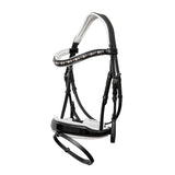 Halter Ego Mont Blanc Black Patent Leather Snaffle Bridle With White Padding & Removable Flash