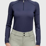Kastel Denmark Navy Paneled Solid Long Sleeve 1/4 Zip Sun Shirt
