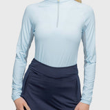Kastel Denmark Hamptons Blue 1/4 Zip Long Sleeve Shirt w/Silver Zipper