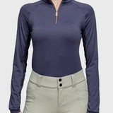 Kastel Denmark Navy 1/4 Zip Long Sleeve Shirt w/Rose Gold Zipper