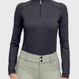 Kastel Denmark Black Paneled Solid 1/4 Zip Long Sleeve Shirt