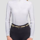 Kastel Denmark White Paneled Solid 1/4 Zip Long Sleeve Shirt