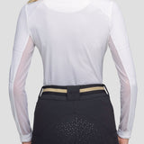 Kastel Denmark White Paneled Solid 1/4 Zip Long Sleeve Shirt