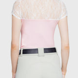 Kastel Denmark Pink Ballerina & White Lace Cap Sleeve Show Shirt