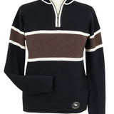 Essex Classics Oxford Quarter Zip Sweater - Black & Chocolate