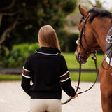 Essex Classics Oxford Quarter Zip Sweater - Black & Chocolate
