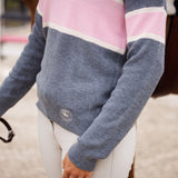 Essex Classics Oxford Quarter Zip Sweater - Grey & Pink