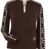 Essex Classics Polished Bit Quarter Zip Sweater - Chocolate