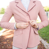 Grand Prix Ladies EQJ 3 Button Show Coat, Rose with Burgundy Piping