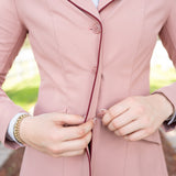 Grand Prix Ladies EQJ 3 Button Show Coat, Rose with Burgundy Piping