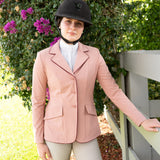 Grand Prix Ladies EQJ 3 Button Show Coat, Rose with Burgundy Piping