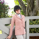 Grand Prix Ladies EQJ 3 Button Show Coat, Rose with Burgundy Piping