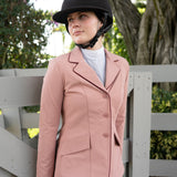 Grand Prix Ladies EQJ 3 Button Show Coat, Rose with Burgundy Piping