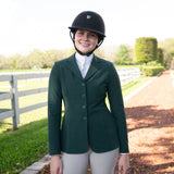 Grand Prix Quinn Show Jacket, 4 Button Front with Hidden Zipper Closure, New Green