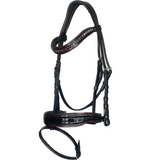 Halter Ego The Hayworth - Black Patent Snaffle with Burgundy Patent Piping & Removable Flash
