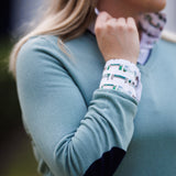 Essex Classics Seafoam with Navy Trey V-Neck Sweater