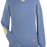 Essex Classics Light Blue with Cream Trey V-Neck Sweater