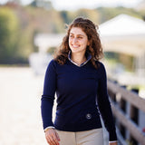 Essex Classics Navy with Tan Trey V-Neck Sweater